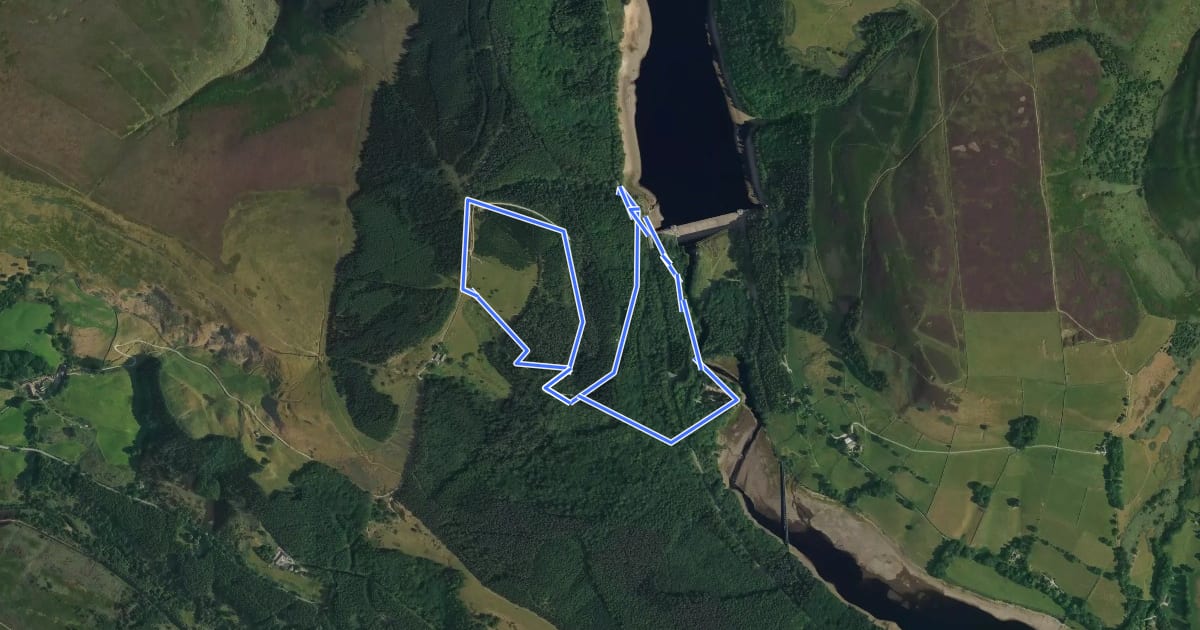 Маршрут Derwent Dam Black Route на спутниковом снимке