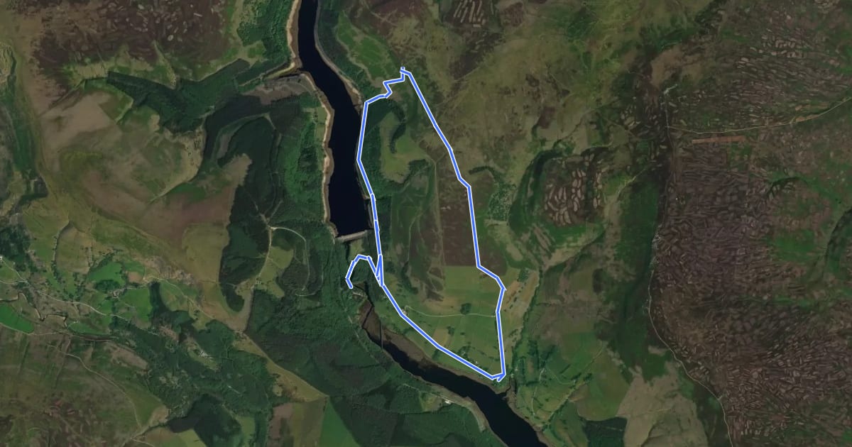 Маршрут Derwent Valley and Reservoir Walk, на спутниковом снимке