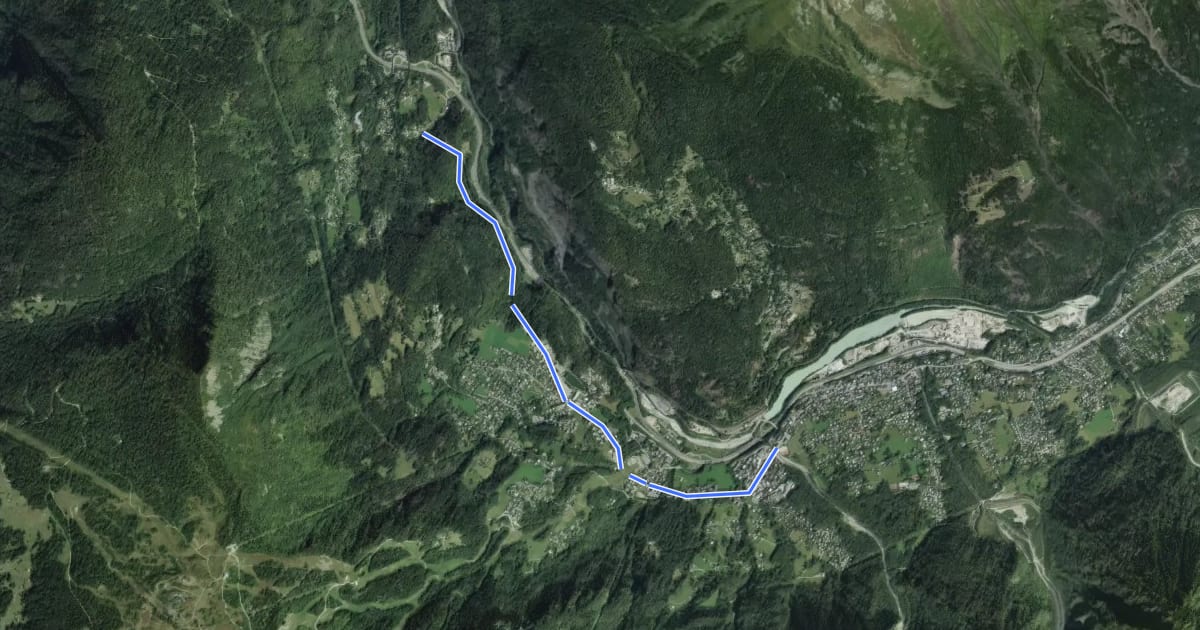 Маршрут Des Houches à Servoz - Le Chemin des Diligences на спутниковом снимке