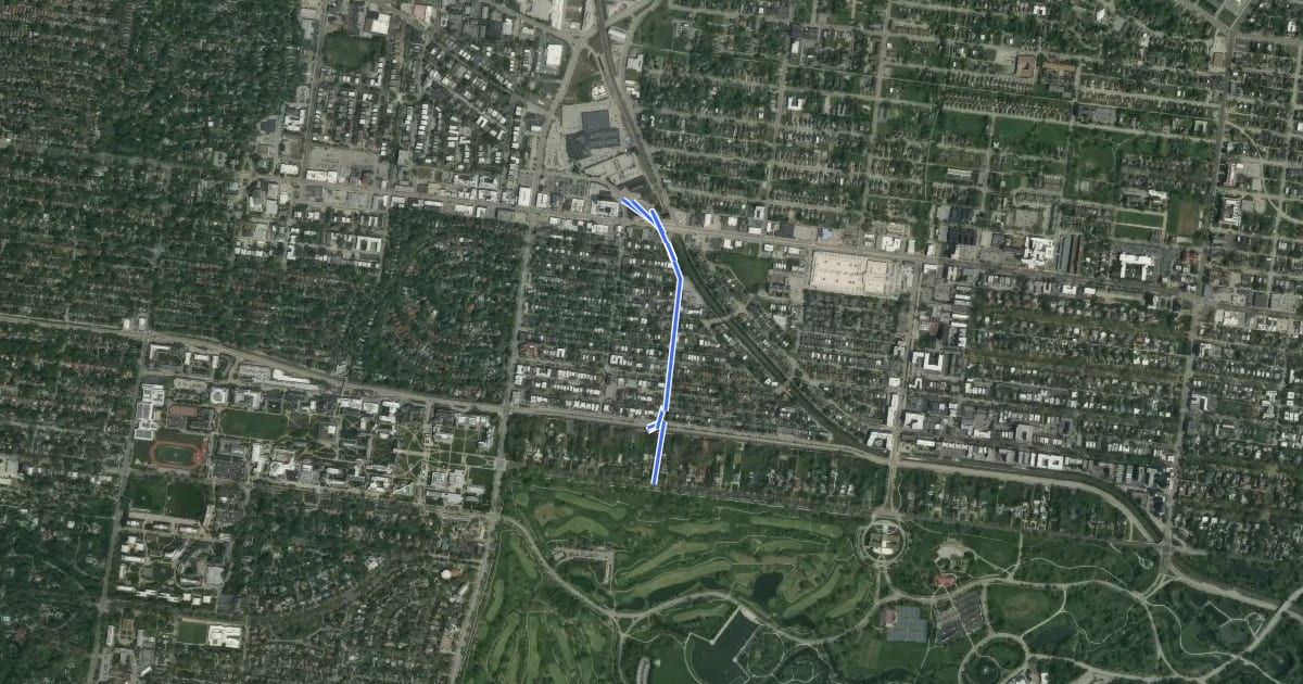 Маршрут Des Peres Avenue на спутниковом снимке