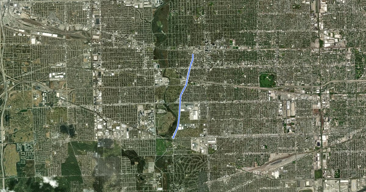Маршрут Des Plaines Avenue на спутниковом снимке