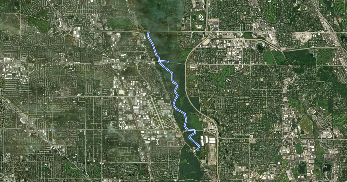 Маршрут Des Plaines River Orange Trail (North) на спутниковом снимке