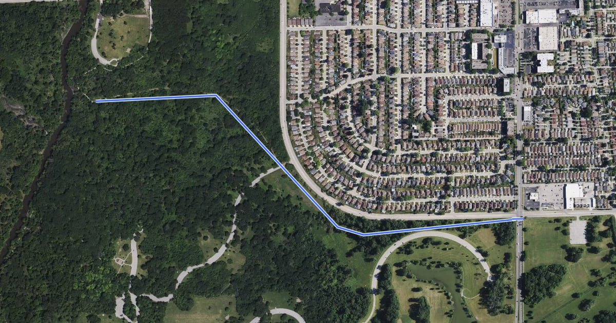 Маршрут Des Plaines River Trail Brown Unpaved на спутниковом снимке