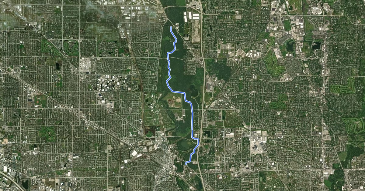 Маршрут Des Plaines River Trail Yellow Unpaved на спутниковом снимке