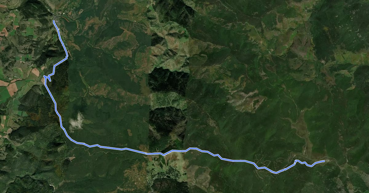 Маршрут Descente de Meyrueis на спутниковом снимке