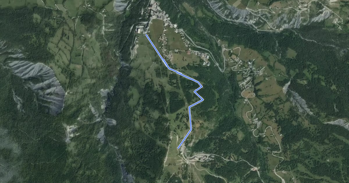 Маршрут Descente du Super-Sauze au Sauze на спутниковом снимке