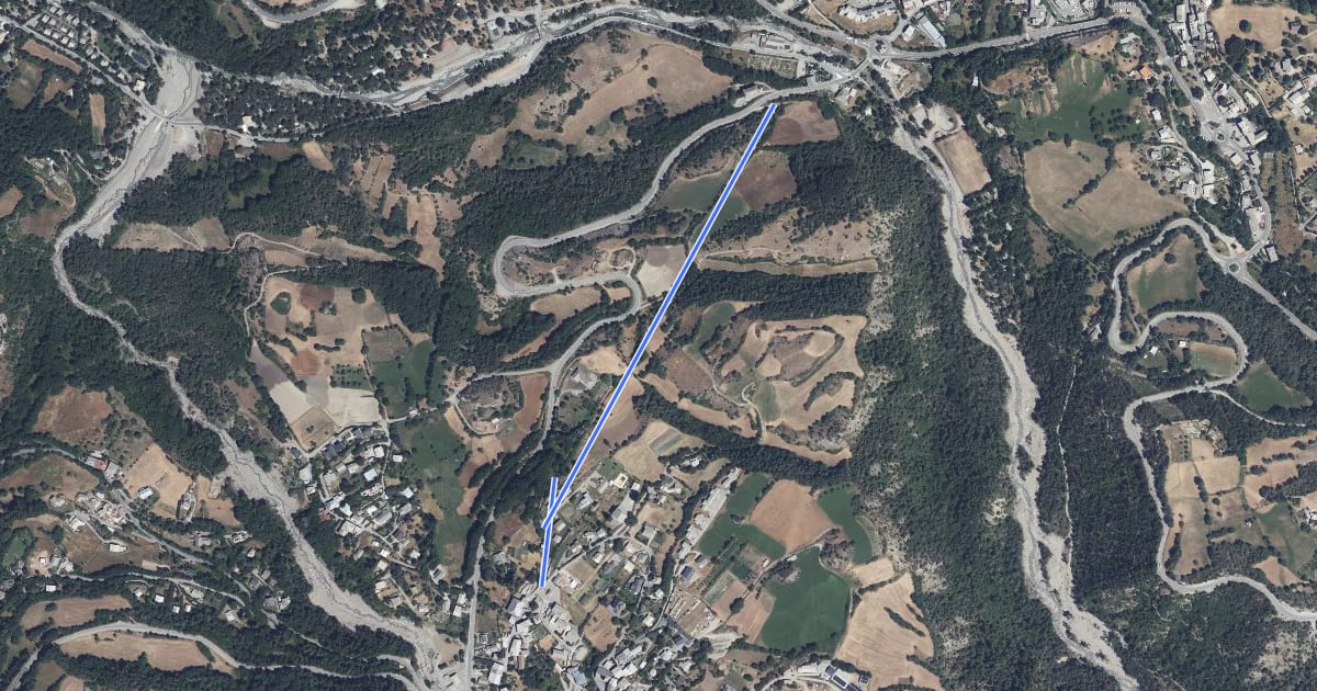 Маршрут Dessus Route Campings - Risoul la Rua на спутниковом снимке