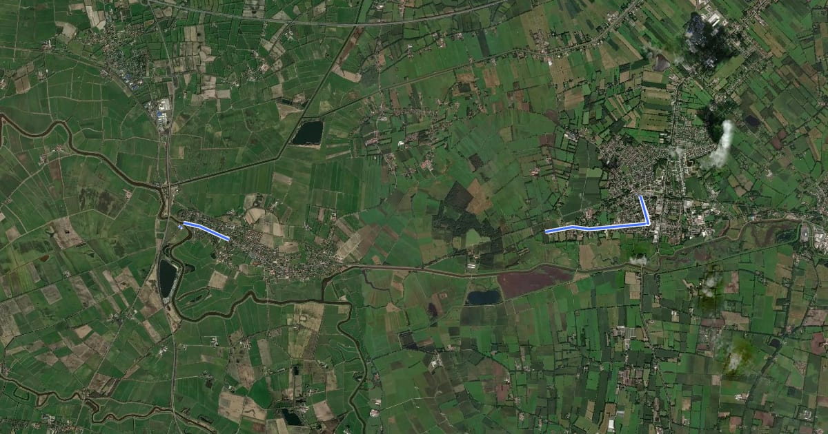 Маршрут Deutsche Fehnroute Alternativroute на спутниковом снимке