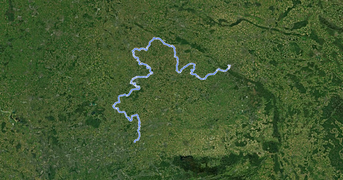 Маршрут Deutsche Fußball Route NRW (Ost) на спутниковом снимке
