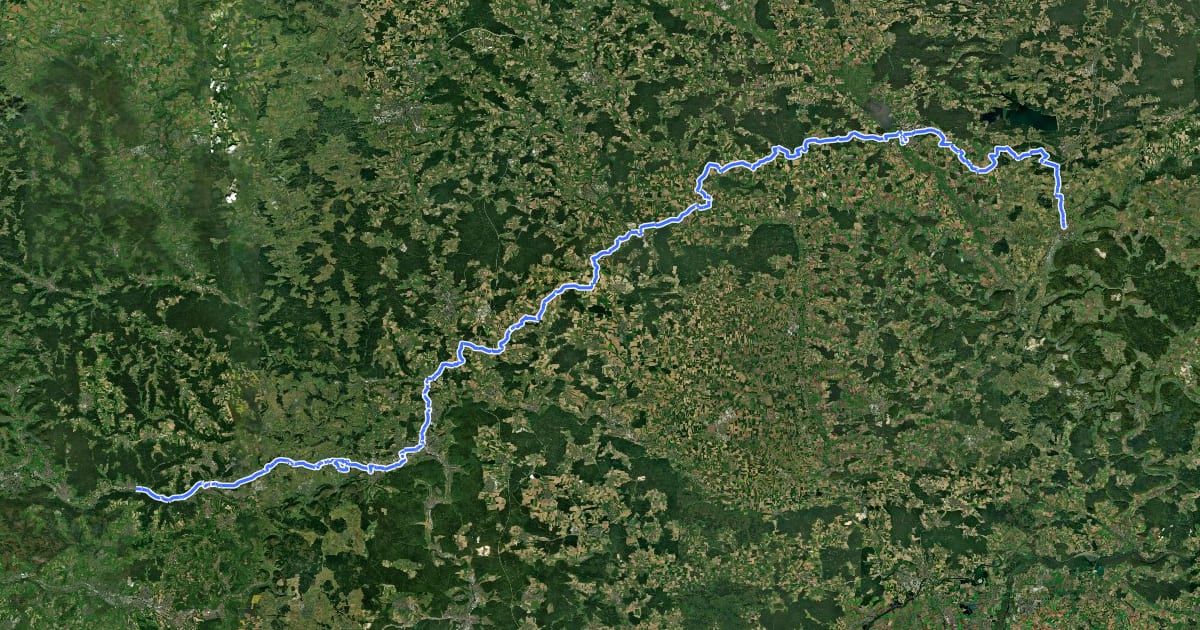 Маршрут Deutscher Limes-Radweg 5. Abschnitt Lorch - Weißenburg на спутниковом снимке