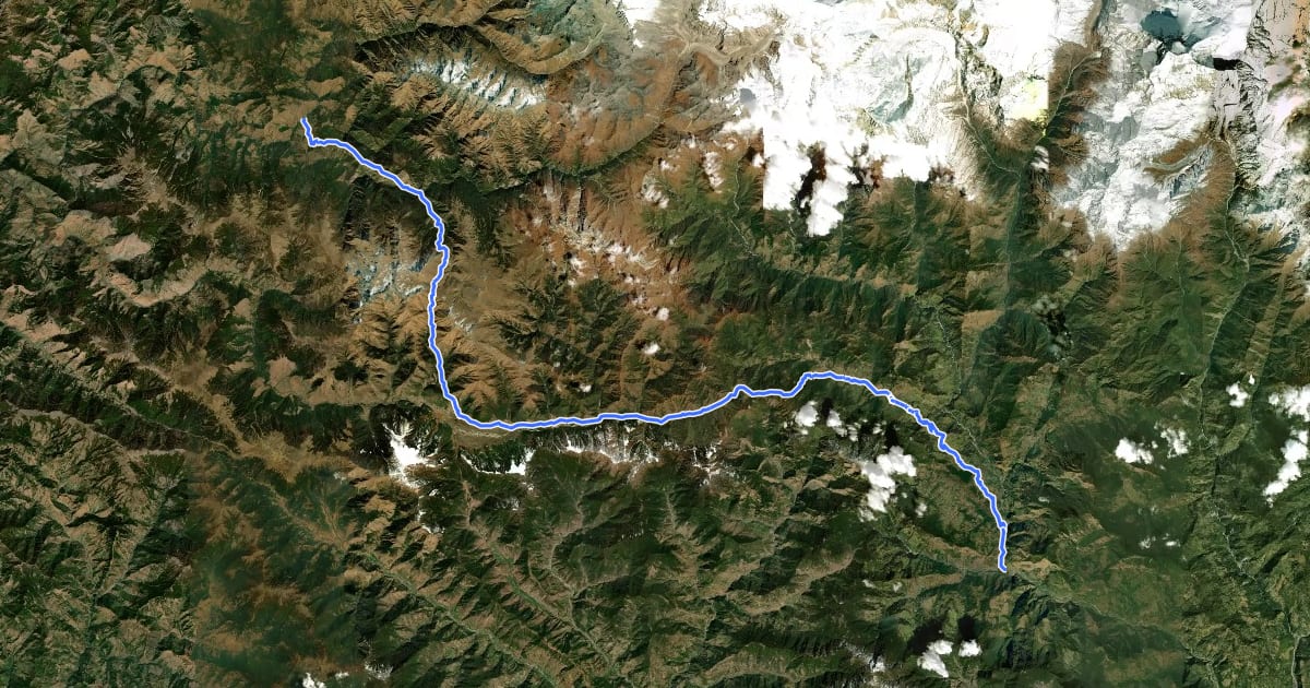 Маршрут DHORPATAN TREK на спутниковом снимке
