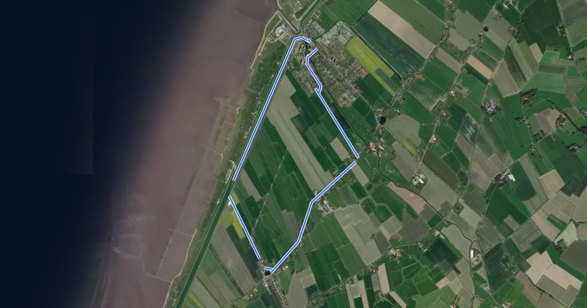 Маршрут Die Deichroute Wanderweg - Dorum-Neufeld на спутниковом снимке
