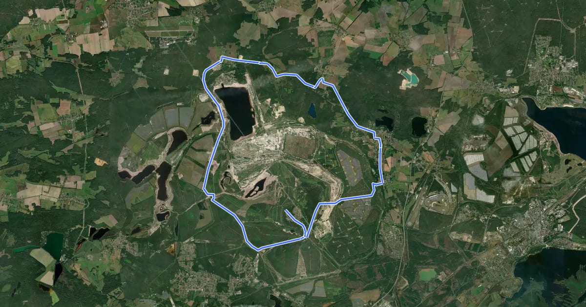 Маршрут Die Tagebautour на спутниковом снимке