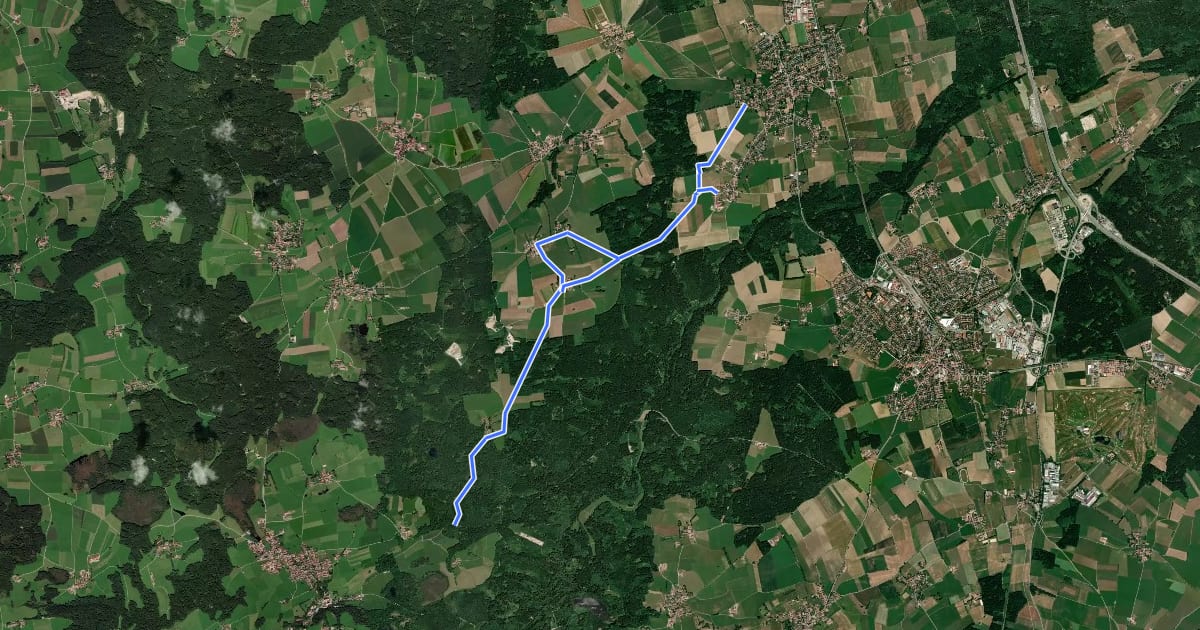 Маршрут Dietenhausen - Otterfing на спутниковом снимке