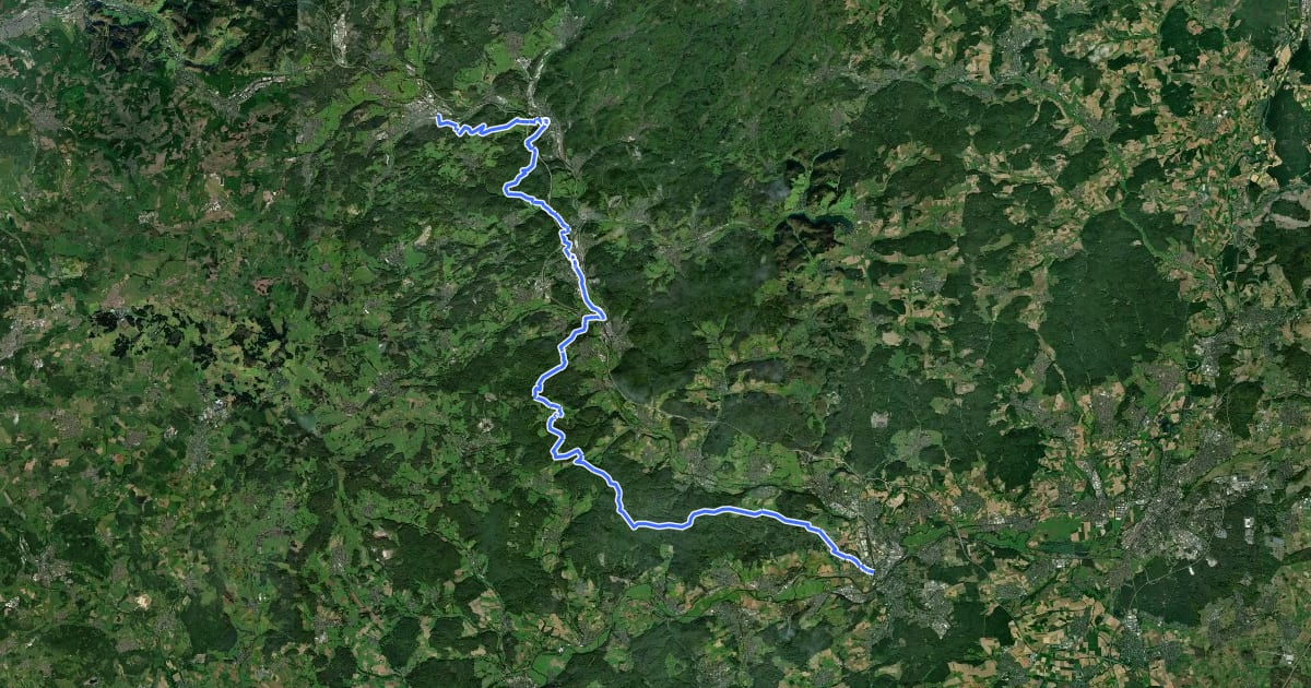 Маршрут Dillhöhenweg (rechts der Dill) на спутниковом снимке