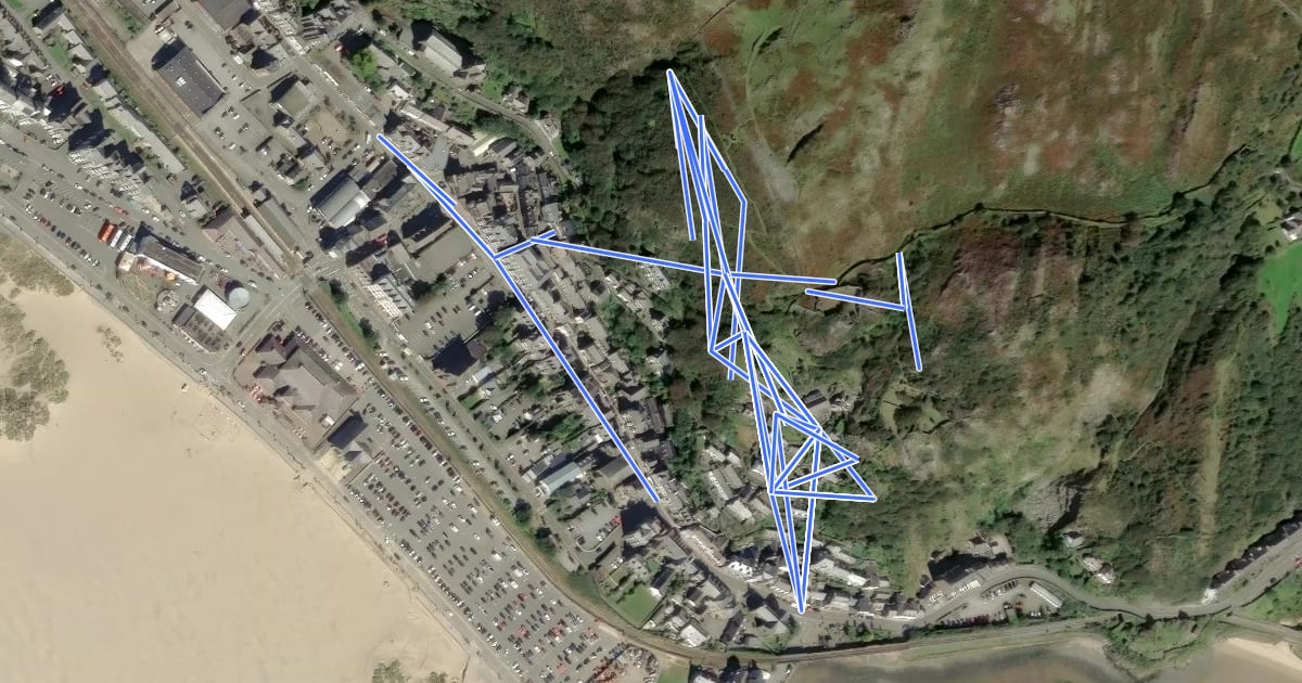 Маршрут Dinas Oleu Walk, Barmouth, Snowdonia на спутниковом снимке