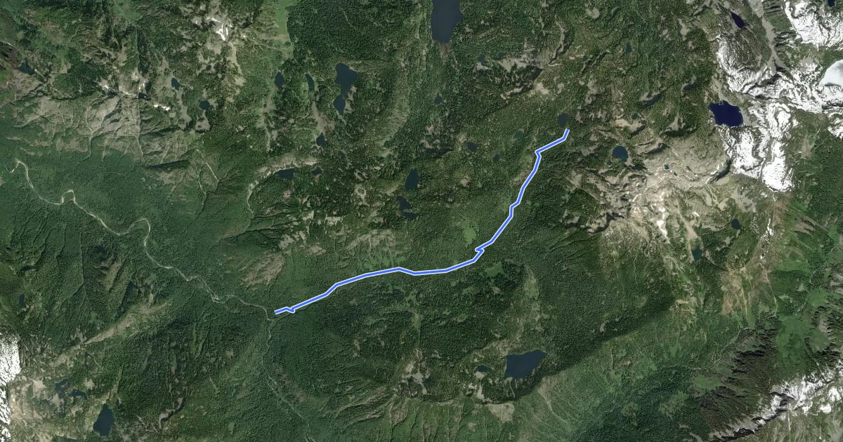 Маршрут Dingford Creek Trail на спутниковом снимке