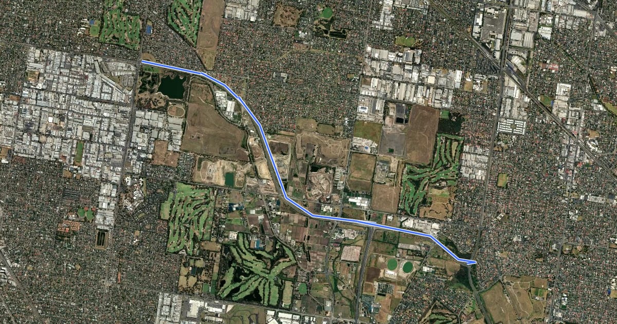 Маршрут Dingley Bypass Trail на спутниковом снимке