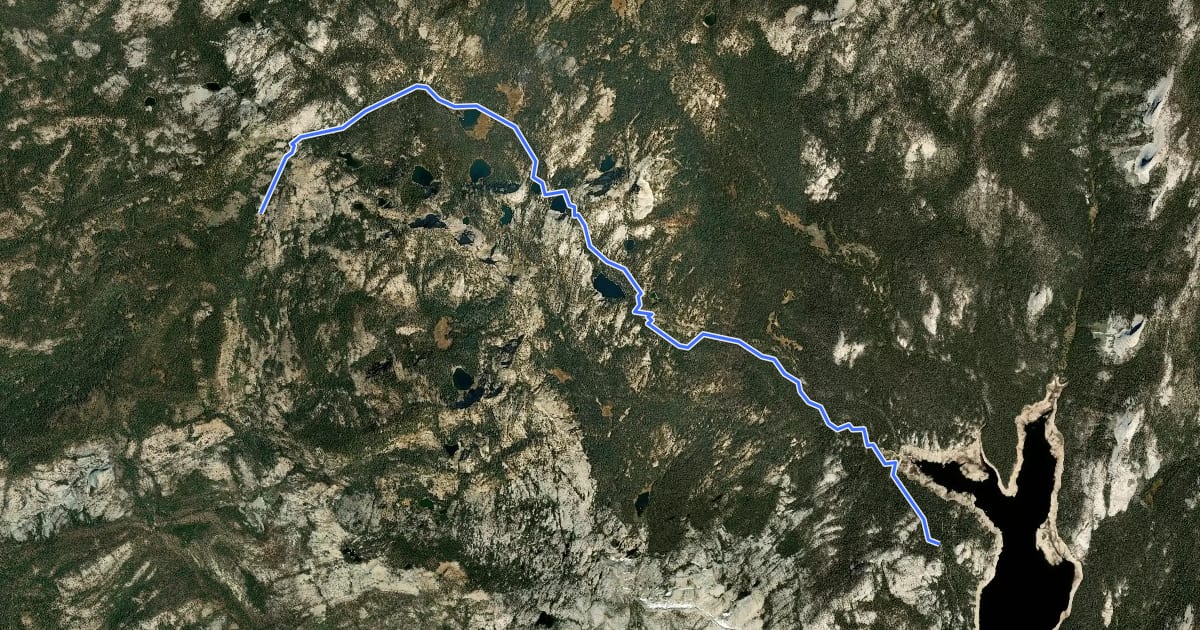 Маршрут Dinkey Lakes Trail на спутниковом снимке