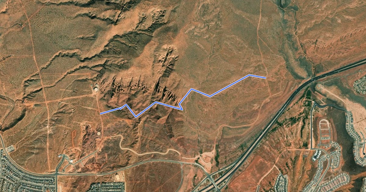 Маршрут Dino Cliffs Trail на спутниковом снимке