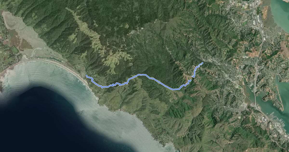 Маршрут Dipsea Race route на спутниковом снимке