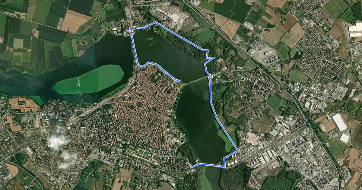 Маршрут Diramazione ciclovia Mantova-Peschiera на спутниковом снимке