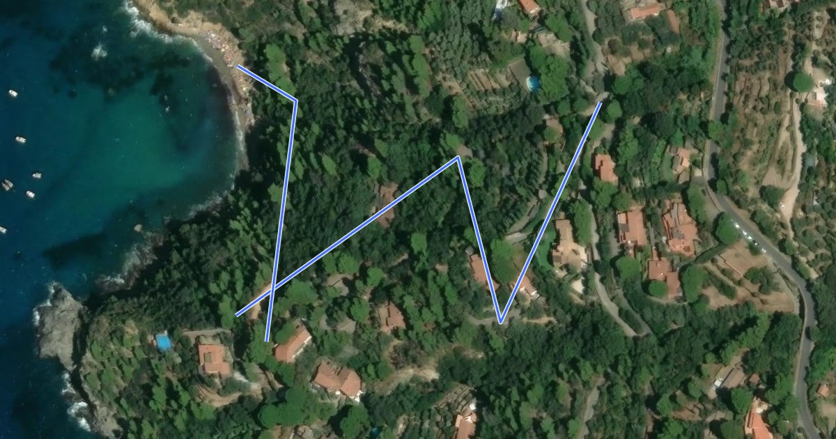 Маршрут Discesa a Cala del Gesso на спутниковом снимке