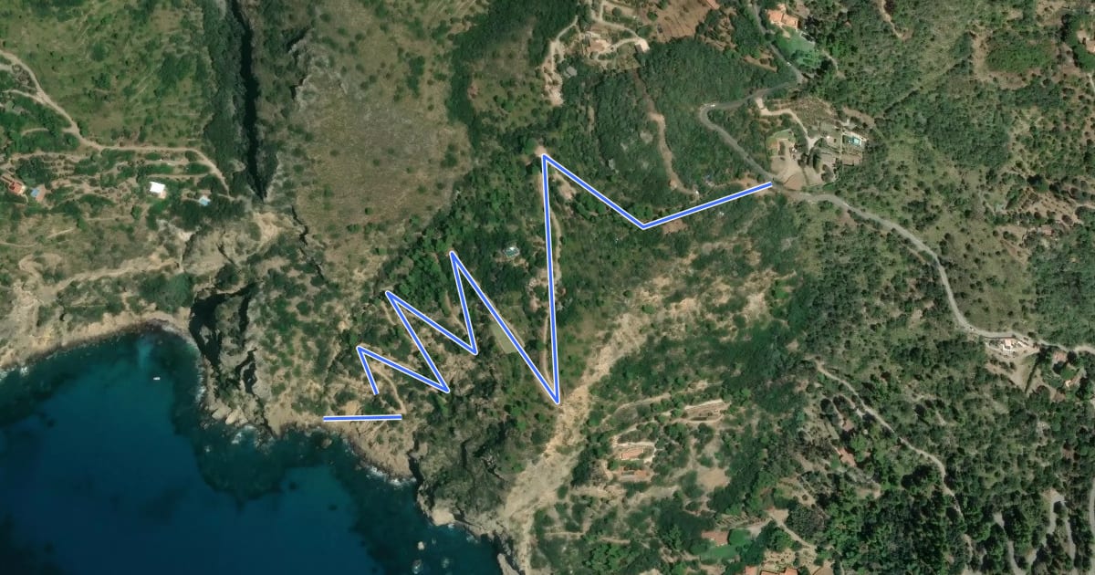 Маршрут Discesa a Cala dell'Olio на спутниковом снимке