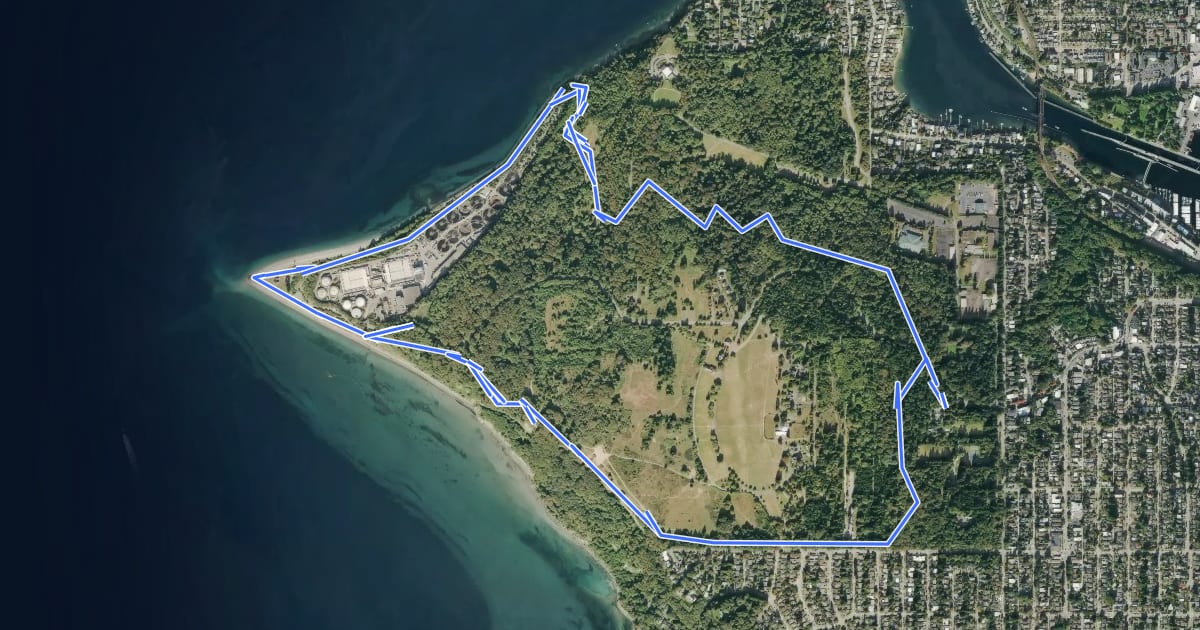 Маршрут Discovery Park Lighthouse and Loop Trail на спутниковом снимке