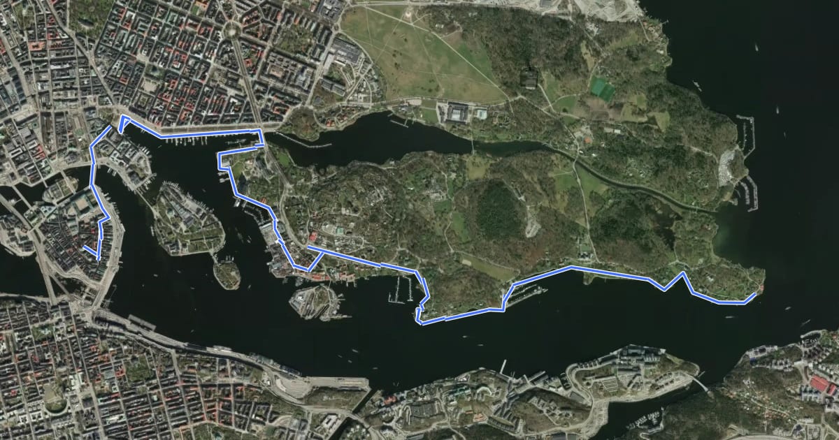 Маршрут Djurgårdsstråket на спутниковом снимке