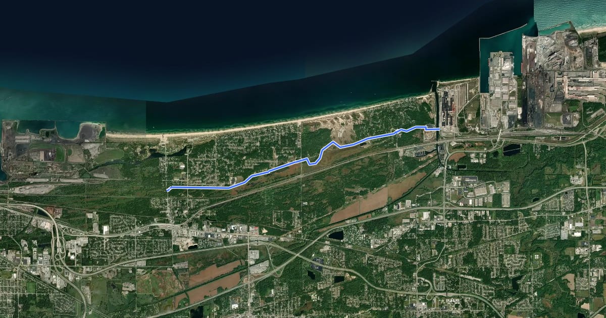Маршрут DLT h - N. Lake to Midwest Rd на спутниковом снимке
