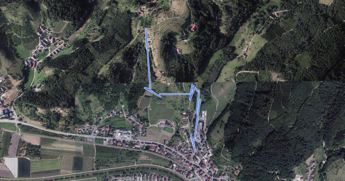 Маршрут Dobelsbur - Lautenbach Hinterdorf на спутниковом снимке