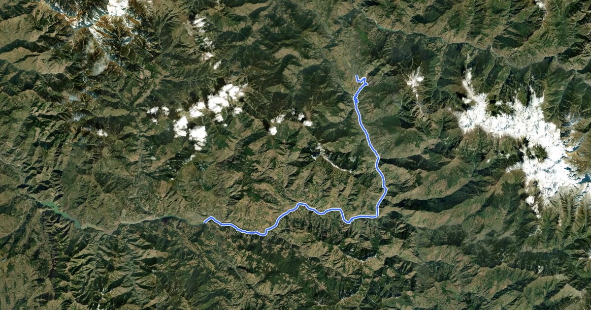 Маршрут Doda to Kishtwar на спутниковом снимке