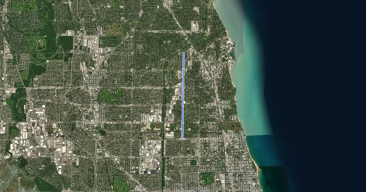 Маршрут Dodge Avenue на спутниковом снимке