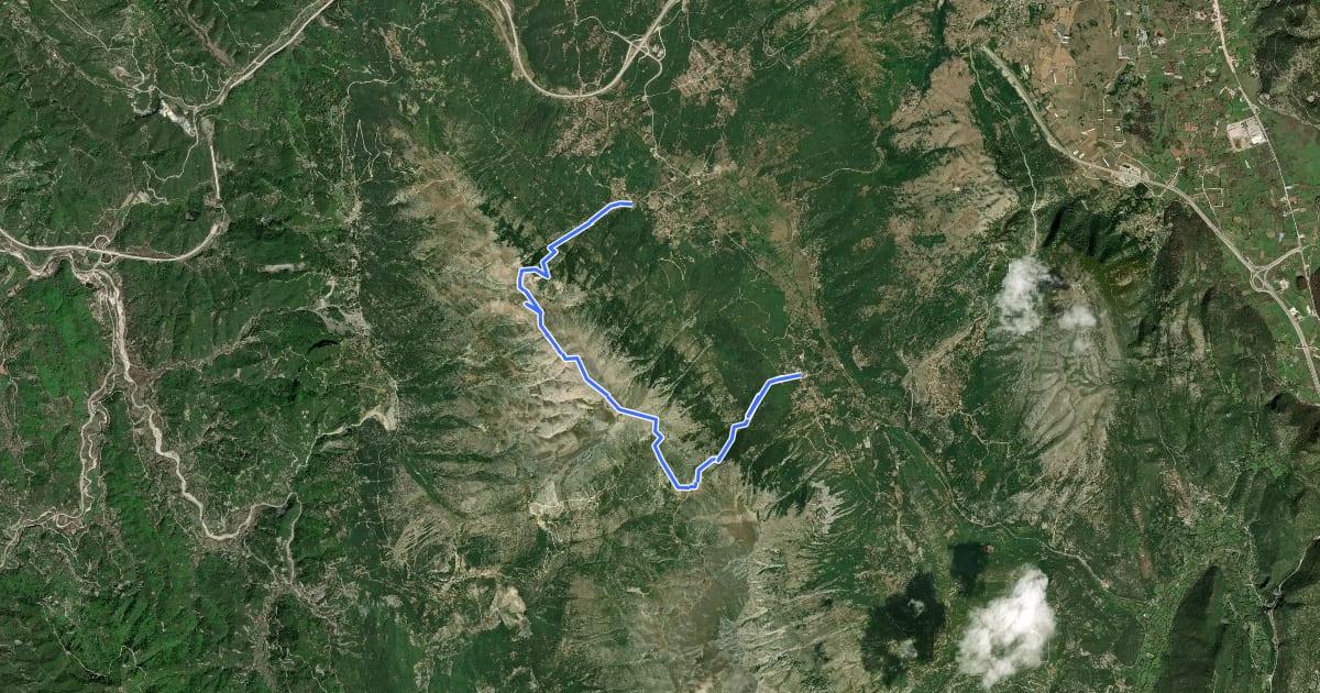 Маршрут Dodoni Belos Meliggoi Trail на спутниковом снимке