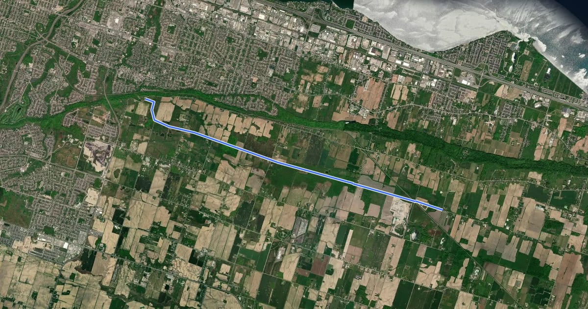Маршрут Dofasco 2000 Trail на спутниковом снимке