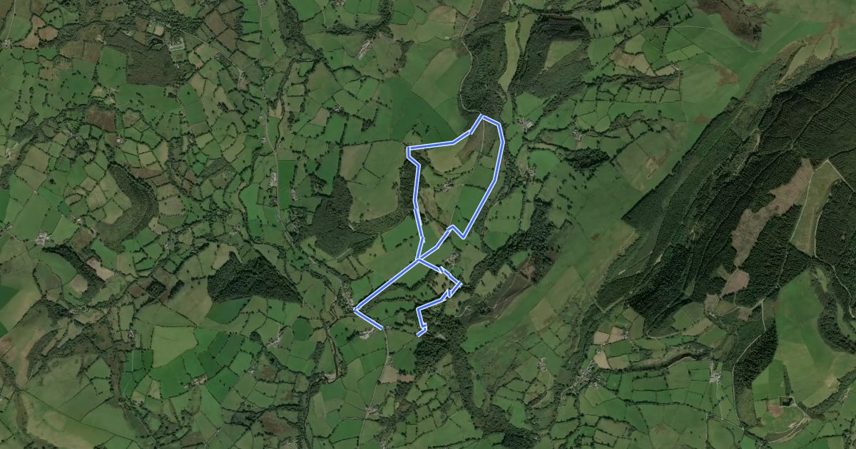 Маршрут Dolaucothi Estate Trail, Dolaucothi на спутниковом снимке