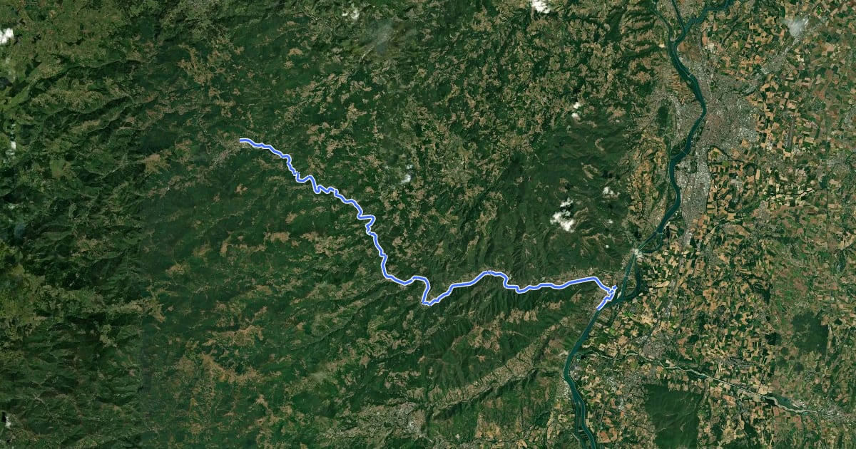 Маршрут Dolce Via : section La Voulte-sur-Rhône - Le Cheylard на спутниковом снимке
