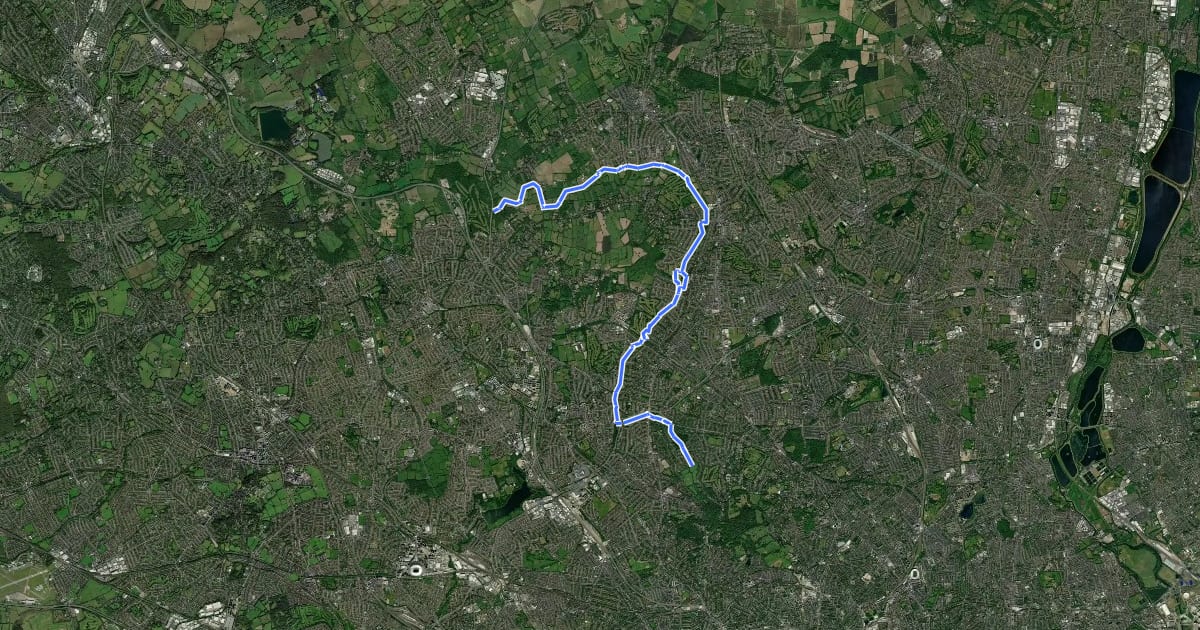 Маршрут Dollis Valley Greenwalk на спутниковом снимке