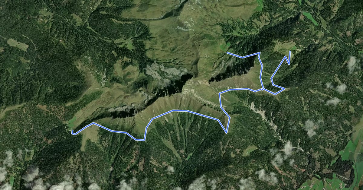 Маршрут Dolomitenblicksteig на спутниковом снимке