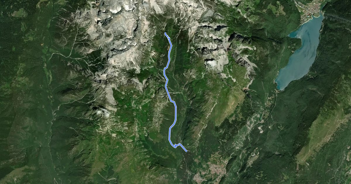Маршрут Dolomites World Heritage Geotrail 1 на спутниковом снимке