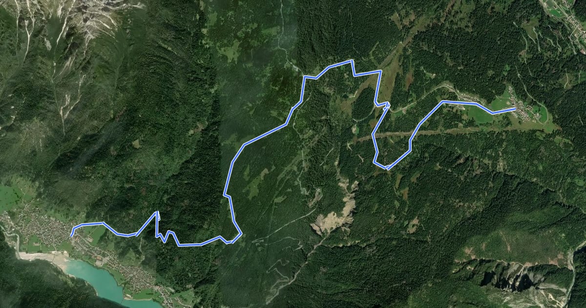 Маршрут Dolomites World Heritage Geotrail 19 на спутниковом снимке