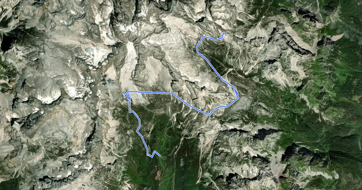 Маршрут Dolomites World Heritage Geotrail 2 на спутниковом снимке