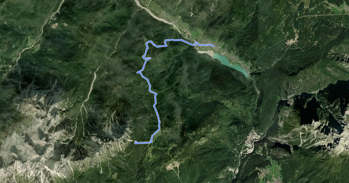 Маршрут Dolomites World Heritage Geotrail 20 на спутниковом снимке