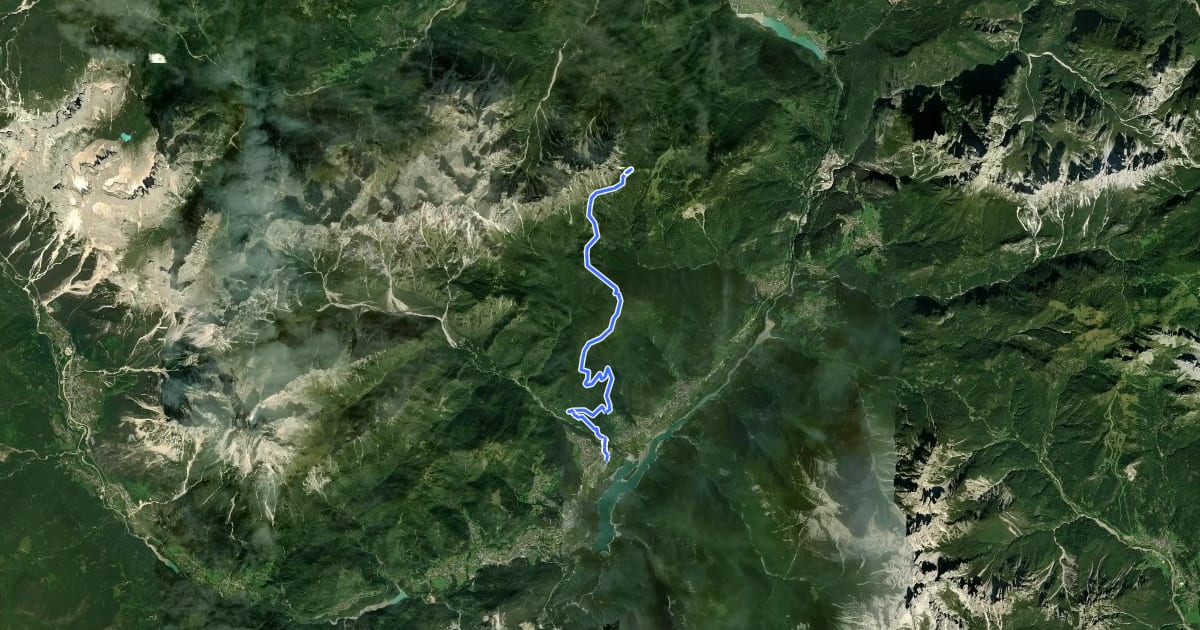 Маршрут Dolomites World Heritage Geotrail 21 на спутниковом снимке