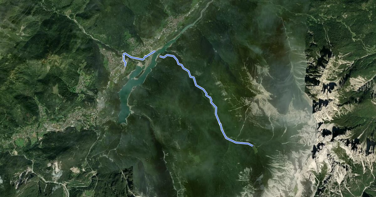 Маршрут Dolomites World Heritage Geotrail 22 на спутниковом снимке