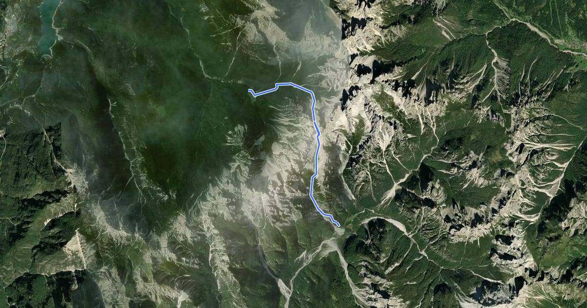 Маршрут Dolomites World Heritage Geotrail 23 на спутниковом снимке
