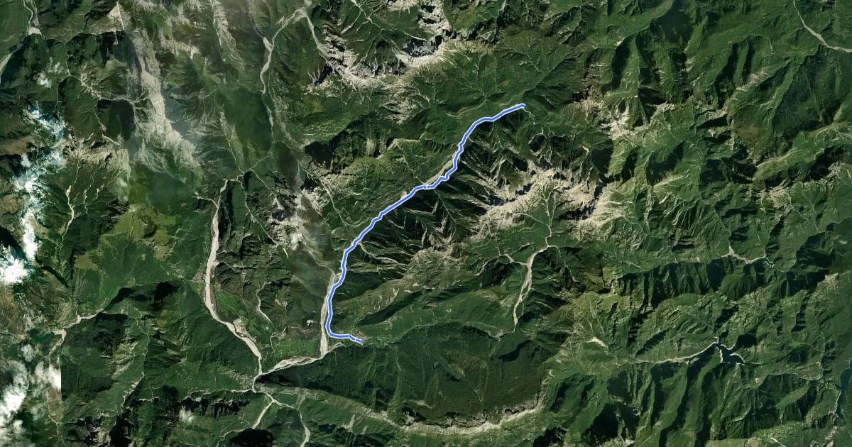 Маршрут Dolomites World Heritage Geotrail 26 на спутниковом снимке