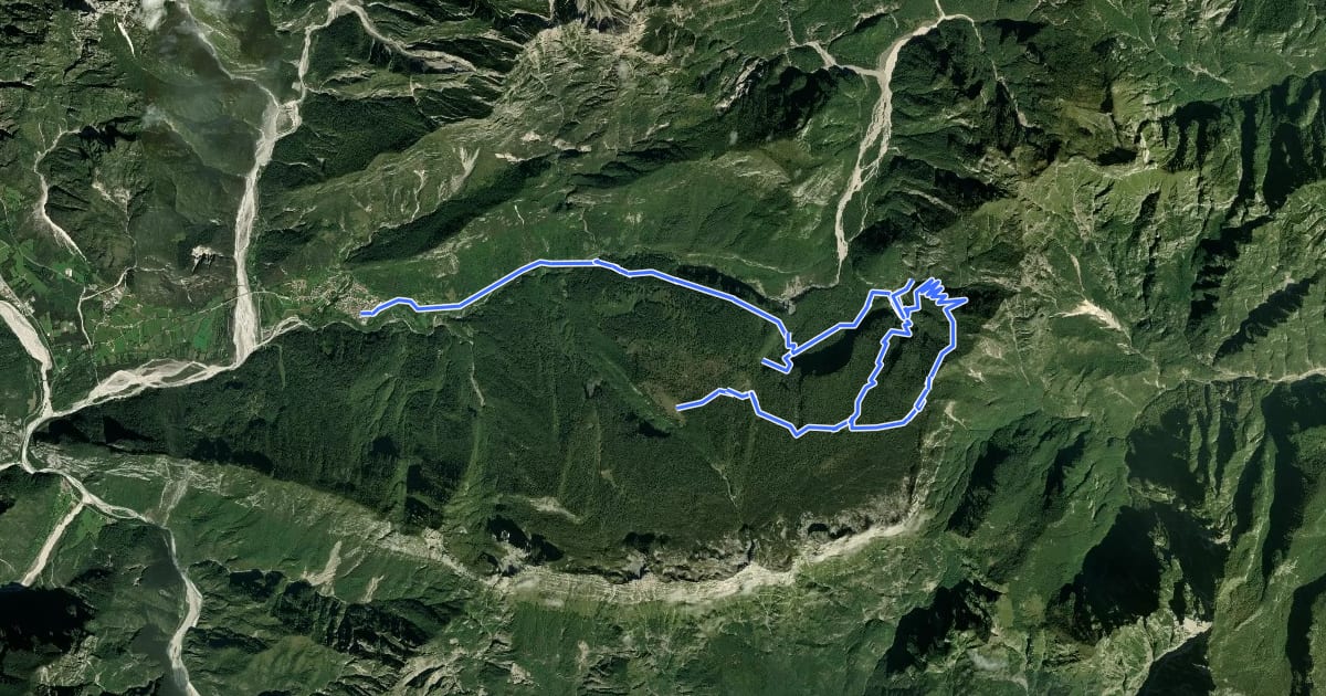 Маршрут Dolomites World Heritage Geotrail 27 на спутниковом снимке