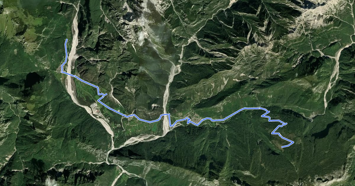 Маршрут Dolomites World Heritage Geotrail 28 на спутниковом снимке